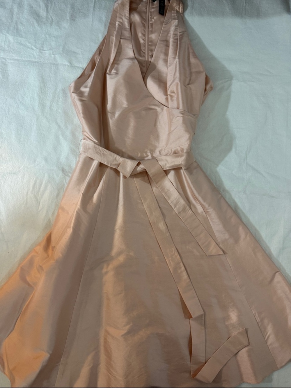Women's Silk  V Neck Fit-and-Flare Dress in Blush Pink - Lauren By Ralph Lauren